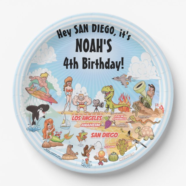 SoCal Birthday Paper Plate (Front)