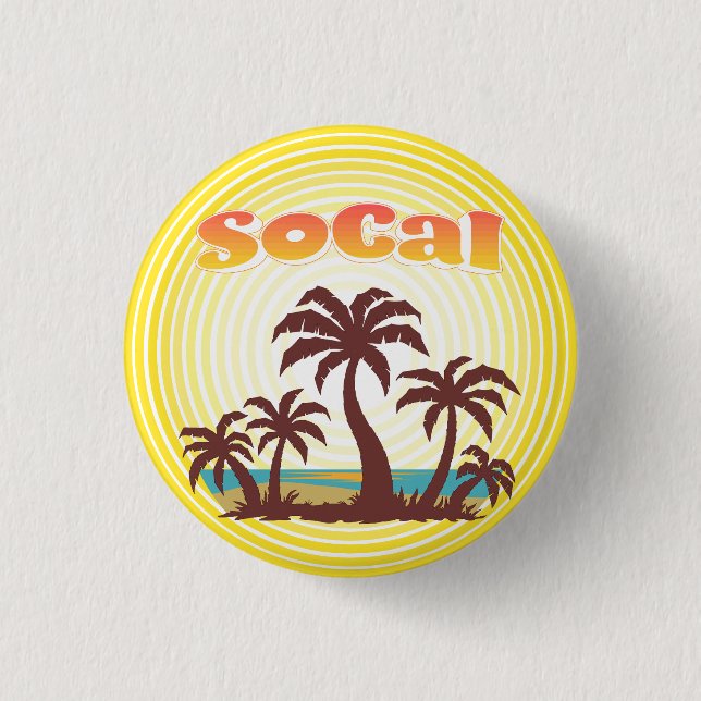SoCal Palm Trees 1 Inch Round Button (Front)