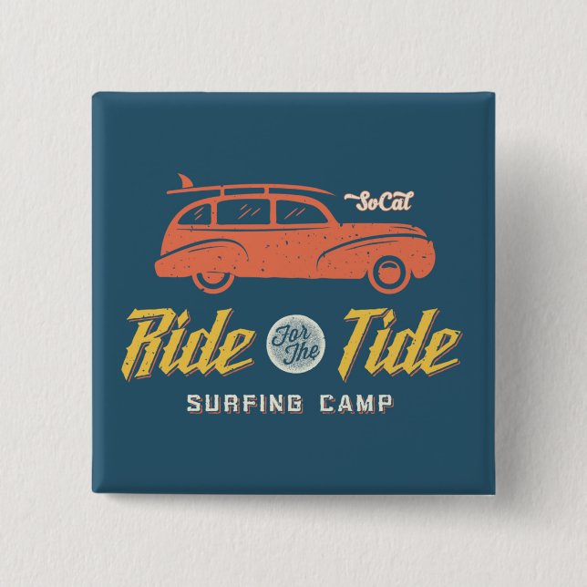 Socal Ride For The Tide 2 Inch Square Button (Front)