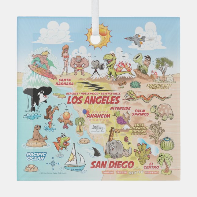 SoCal Square Glass Ornament (Front)