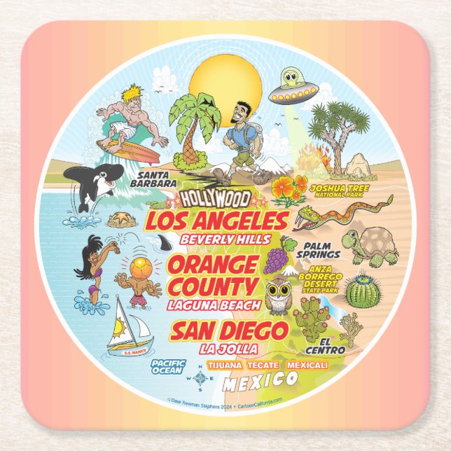 SoCal Square Paper Coaster (Front)
