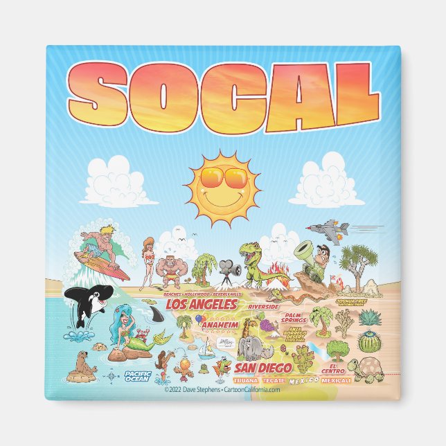 SoCal Sunny Cartoon Magnet (Front)