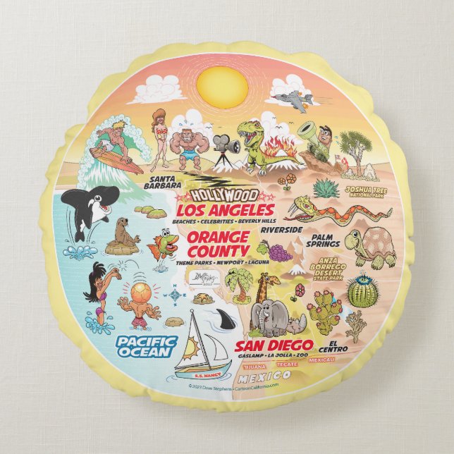 SoCal Sunset Round Pillow (Front)