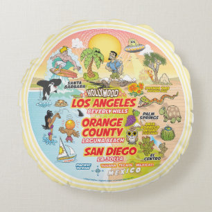 SoCal Sunset Round Pillow