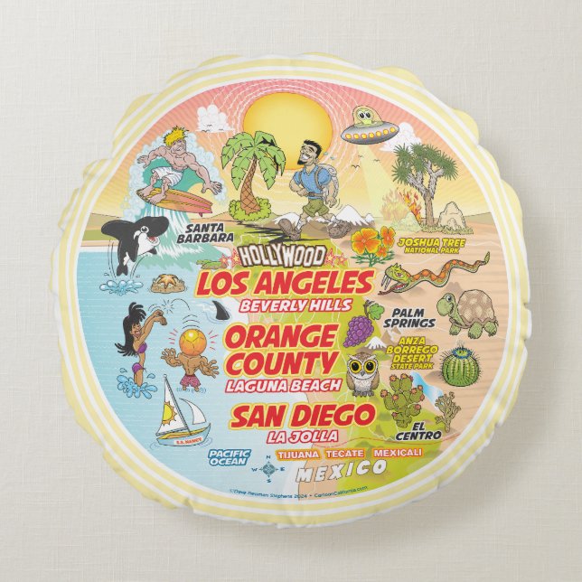 SoCal Sunset Round Pillow (Front)