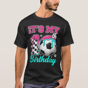Soccer 10 Year Old Ice Cream Drip Youth 10th Birth T-Shirt