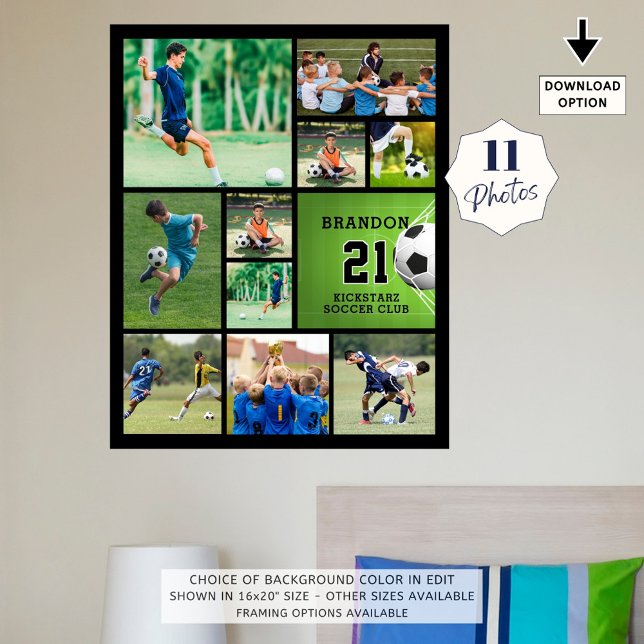 Soccer 11 Photo Collage Personalized Poster (Creator Uploaded)