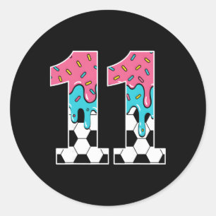 Soccer 11 Year Old Ice Cream Drip Youth 11th Birth Classic Round Sticker