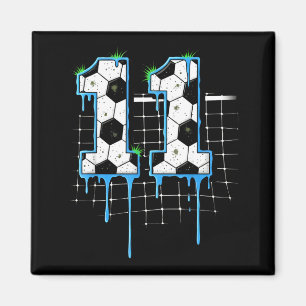 Soccer 11 Year Old Ice Cream Drip Youth 11th Birth Magnet