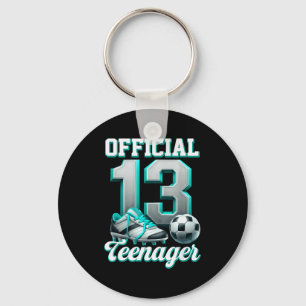 Soccer 13 Year Old Birthday Boy Thirteen Teenager Keychain