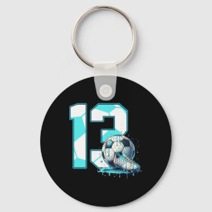Soccer 13th Birthday 13 Year Old Ice Cream Drip Bd Keychain