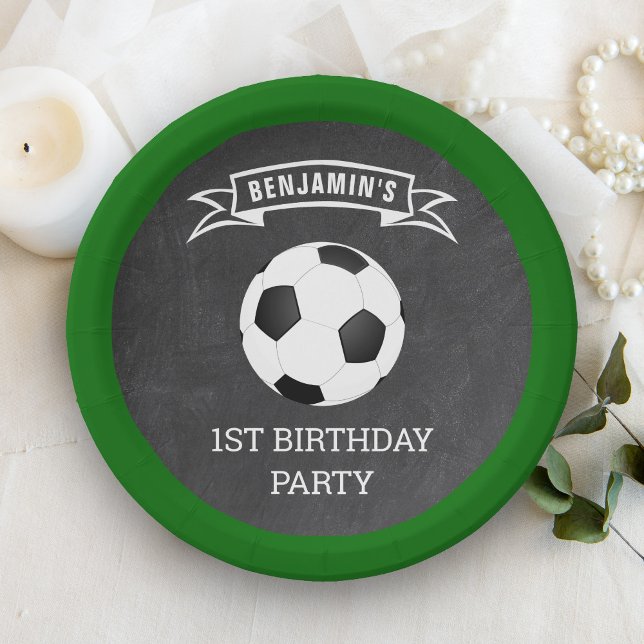 Soccer 1st Birthday Party Paper Plate (Creator Uploaded)