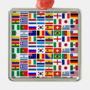 SOCCER 2014 flags pattern Metal Ornament