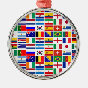 SOCCER 2014 flags pattern Metal Ornament