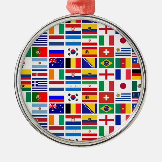 SOCCER 2014 flags pattern Metal Ornament (Front)