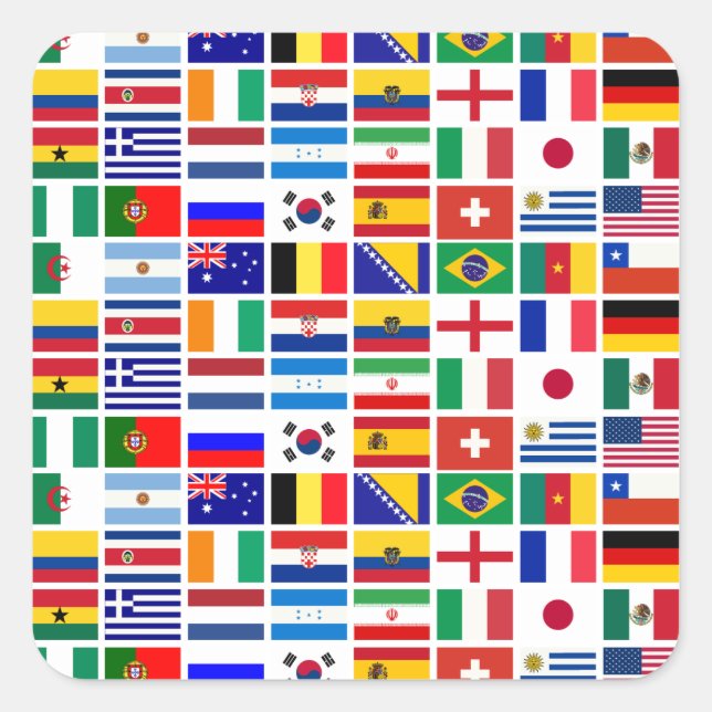 SOCCER 2014 flags pattern Square Sticker (Front)