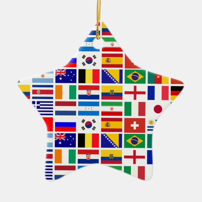SOCCER 2014 pattern Ceramic Ornament (Front)