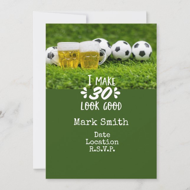 Soccer 30e carte d'anniversaire avec des boules su (Devant)