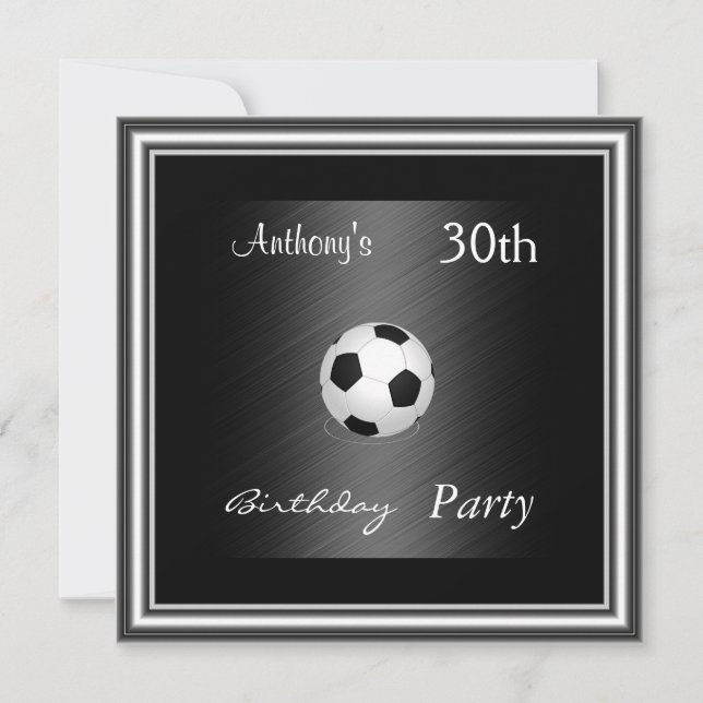Soccer 30th Birthday Party  silver Invitation (Front)