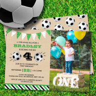 Soccer 4th Birthday Photo Invitation