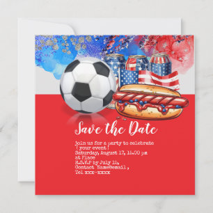 Soccer 4th July Independence Day America Invitation