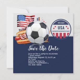 Soccer 4th July Independence Day America Save The Date