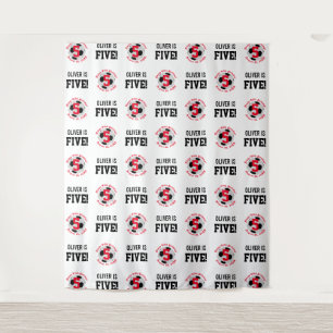 Soccer 5th Birthday Boys Step Repeat Backdrop Tapestry