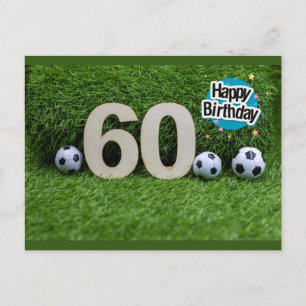 Soccer 60e Anniversaire carte avec balle sur vert 