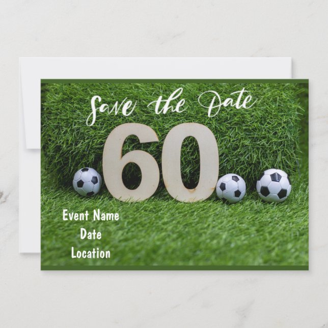 Soccer 60th  Birthday card Save the date  (Front)