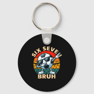 Soccer 67 Six Seven Bruh Dab Meme Cool Retro Funny Keychain
