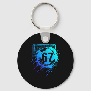 Soccer 67 Six Seven Cool Number Funny Football Mem Keychain