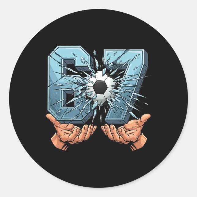 Soccer 67 Six Seven Funny Gen Alpha Meme  Classic Round Sticker (Front)