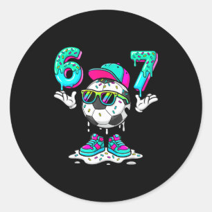 Soccer 67 Six Seven Funny Gen Alpha Meme Drip _3  Classic Round Sticker