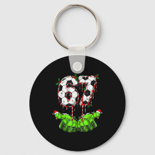 Soccer 67 Six Seven Funny Gen Alpha Meme Drip Chri Keychain