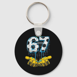 Soccer 67 Six Seven Funny Gen-alpha Meme Drip Kids Keychain