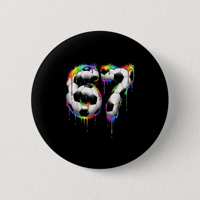 Soccer 67 Six Seven Funny Gen Alpha Meme Rainbow D 2 Inch Round Button (Front)