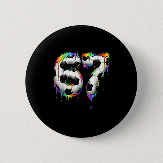 Soccer 67 Six Seven Funny Gen Alpha Meme Rainbow D 2 Inch Round Button (Front)