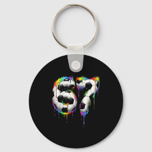 Soccer 67 Six Seven Funny Gen Alpha Meme Rainbow D Keychain