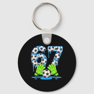 Soccer 67 Six Seven Gen Alpha Meme Drip 67 Ice Cre Keychain