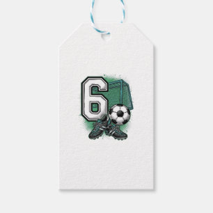 Soccer 6th Birthday Vintage Engraving Shirt Design Gift Tags