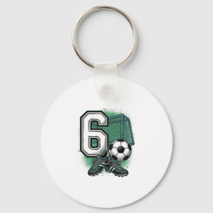 Soccer 6th Birthday Vintage Engraving Shirt Design Keychain
