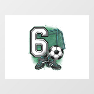 Soccer 6th Birthday Vintage Engraving Shirt Design Window Cling