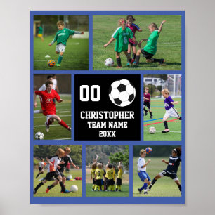 Soccer 7 photo collage Blue team name poster