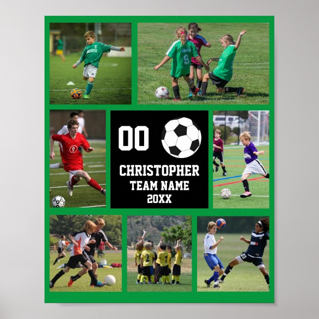 Soccer 7 photo collage Green team nom poster (Devant)