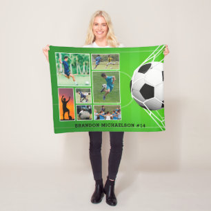 Soccer 7 Photo Collage Personalized Fleece Blanket