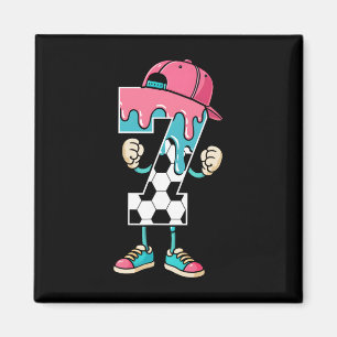 Soccer 7 Year Old Ice Cream Drip Youth 7th Birthda Magnet
