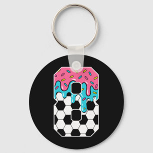 Soccer 8 Year Old Ice Cream Drip Youth 8th Birthda Keychain
