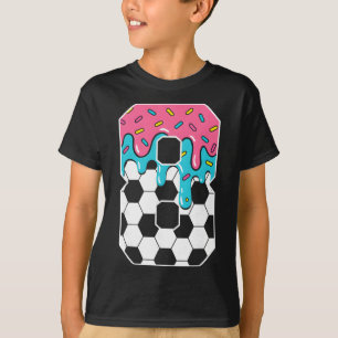 Soccer 8 Year Old Ice Cream Drip Youth 8th Birthda T-Shirt