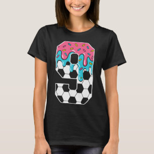 Soccer 9 Year Old Ice Cream Drip Youth 9th Birthda T-Shirt