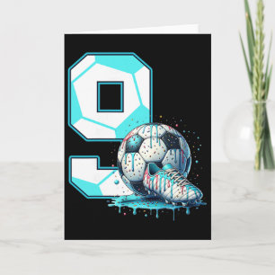 Soccer 9th Birthday 9 Year Old Ice Cream Drip Bday Card